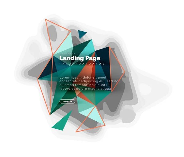 Triangular design abstract background, landing page. Low poly style colorful triangles on white — Stock Vector