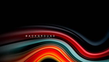 Sıvı renk arka plan, siyah, renkli mermer veya plastik dalga doku zemin, çok renkli şablonu için iş veya teknoloji sunu veya web broşür kapak üzerinde sıvı tasarım bükülmüş