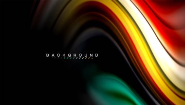 Sıvı renk arka plan, siyah, renkli mermer veya plastik dalga doku zemin, çok renkli şablonu için iş veya teknoloji sunu veya web broşür kapak üzerinde sıvı tasarım bükülmüş