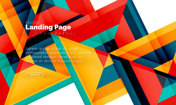 Quadratische Form geometrisch abstrakt Hintergrund, Landing Page Web-Design-Vorlage — Stockvektor