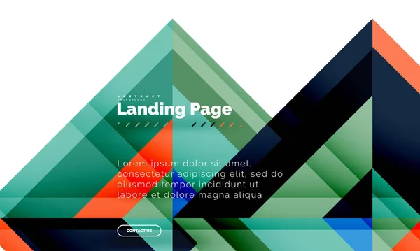 Forma cuadrada fondo abstracto geométrico, plantilla de diseño web de landing page — Archivo Imágenes Vectoriales