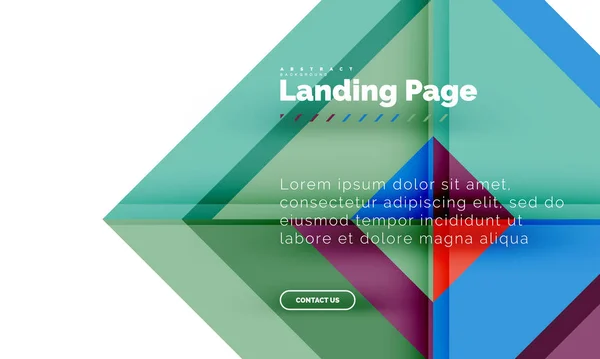 Quadratische Form geometrisch abstrakt Hintergrund, Landing Page Web-Design-Vorlage — Stockvektor