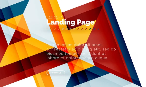 Forma cuadrada fondo abstracto geométrico, plantilla de diseño web de landing page — Vector de stock