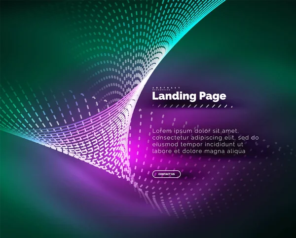 Fondo luminoso de neón para landing page — Vector de stock