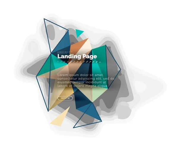 Diseño triangular fondo abstracto, landing page. Triángulos coloridos de bajo estilo poli en blanco — Archivo Imágenes Vectoriales