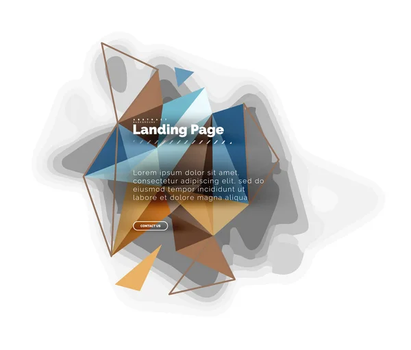 Design triangular fundo abstrato, landing page. Baixo estilo poli triângulos coloridos em branco —  Vetores de Stock