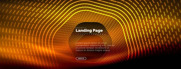 Neon glühende Techno-Sechseck-Formlinien, Hi-Tech futuristischer abstrakter Hintergrund, Landing Page Template — Stockvektor