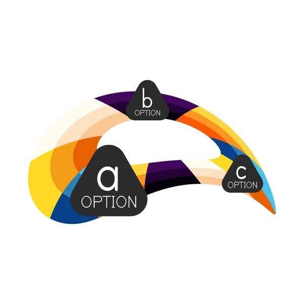 Plantilla de diseño de infografías de opciones geométricas coloridas abstractas con opciones de abc de muestra. Antecedentes abstractos para presentación comercial o banner informativo — Archivo Imágenes Vectoriales