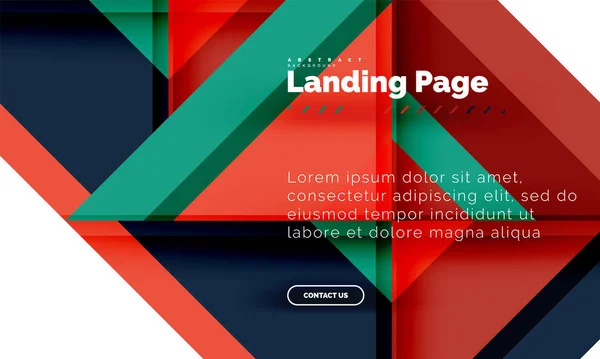 Forma quadrada fundo abstrato geométrico, modelo de web design de landing page — Vetor de Stock