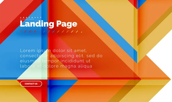 Forma quadrada fundo abstrato geométrico, modelo de web design de landing page —  Vetores de Stock