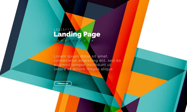 Forma quadrata sfondo geometrico astratto, landing page web design template — Vettoriale Stock
