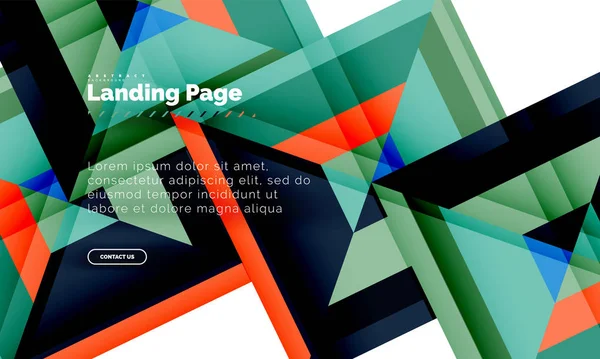 Forma quadrada fundo abstrato geométrico, modelo de web design de landing page —  Vetores de Stock