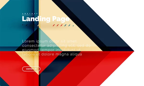 Forma quadrata sfondo geometrico astratto, landing page web design template — Vettoriale Stock