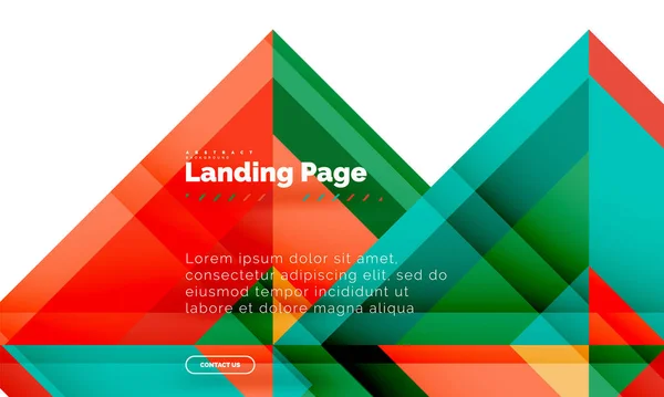 Forma quadrada fundo abstrato geométrico, modelo de web design de landing page — Vetor de Stock