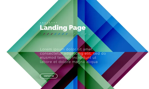 Forma cuadrada fondo abstracto geométrico, plantilla de diseño web de landing page — Archivo Imágenes Vectoriales