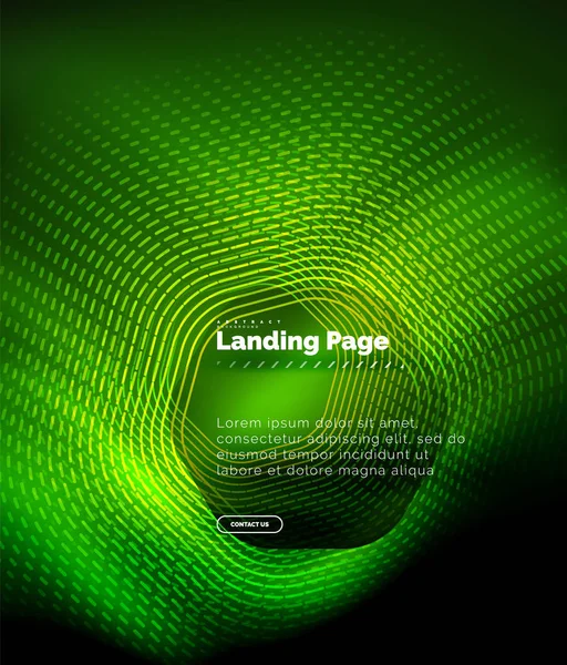 Neon glühende Techno-Sechseck-Formlinien, Hi-Tech futuristischer abstrakter Hintergrund, Landing Page Template — Stockvektor