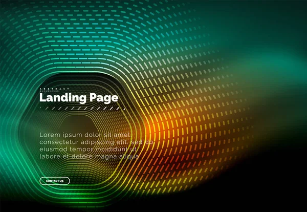 Neón brillantes líneas de forma de hexágono techno, fondo abstracto futurista de alta tecnología, plantilla de landing page — Archivo Imágenes Vectoriales