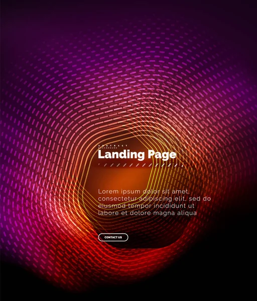 Neon glowing techno hexagon shape lines, hi-tech futuristic abstrak background, landing page template - Stok Vektor