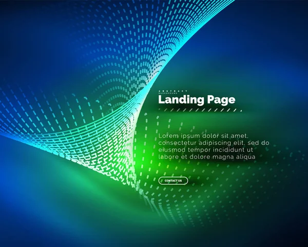 Neon glowing background for landing page — Stock Vector