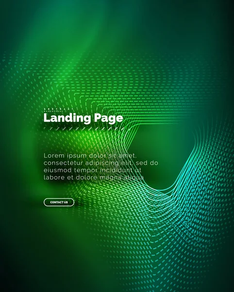 Fondo luminoso de neón para landing page — Vector de stock