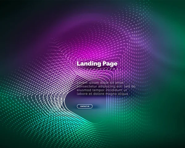 Neon glowing background for landing page — Stock Vector