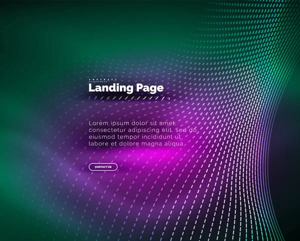 Neon glowing background for landing page — Stock Vector