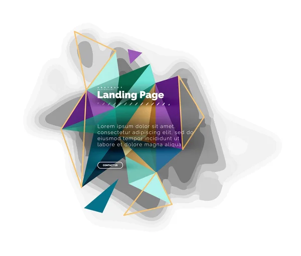 Design triangular fundo abstrato, landing page. Baixo estilo poli triângulos coloridos em branco — Vetor de Stock