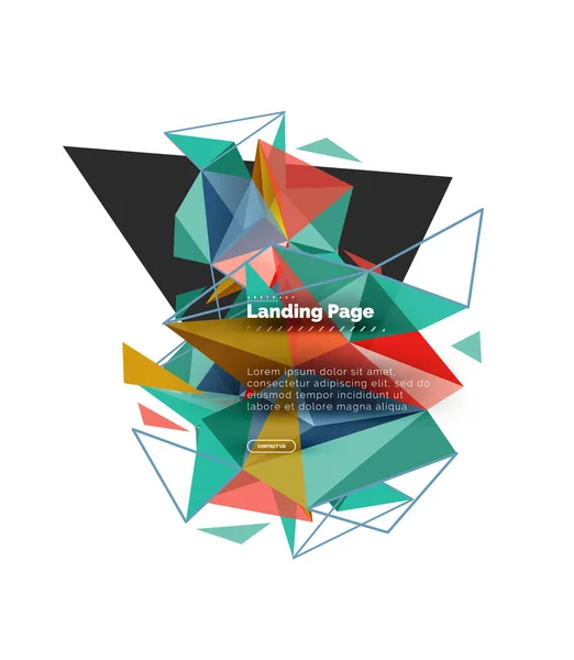 Dreieckigen Design abstrakten Hintergrund, Zielseite. Bunte Dreiecke im Low-Poly-Stil auf Weiß — Stockvektor