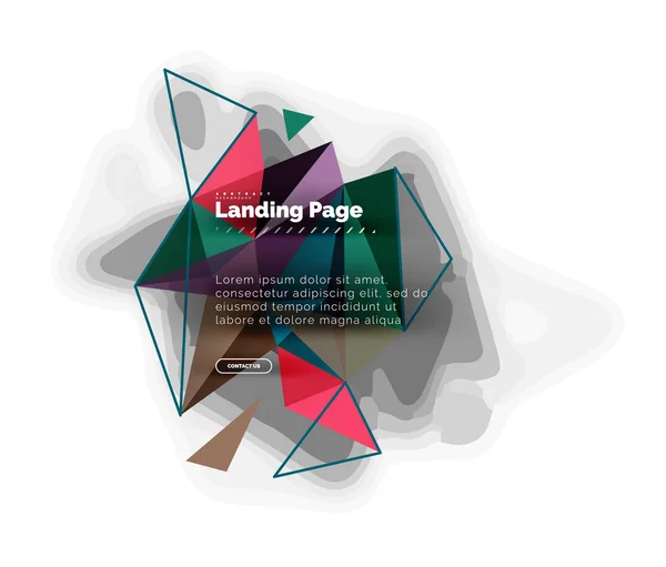 Trojúhelníkový design abstraktní pozadí, úvodní stránka. Nízké poly styl barevné trojúhelníky na bílém — Stockový vektor