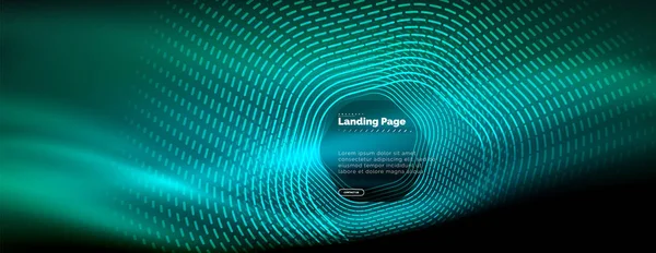 Neon glühende Techno-Sechseck-Formlinien, Hi-Tech futuristischer abstrakter Hintergrund, Landing Page Template — Stockvektor