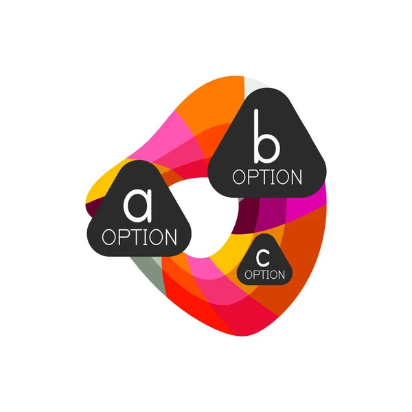 Plantilla de diseño de infografías de opciones geométricas coloridas abstractas con opciones de abc de muestra. Antecedentes abstractos para presentación comercial o banner informativo — Vector de stock