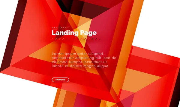 Quadratische Form geometrisch abstrakt Hintergrund, Landing Page Web-Design-Vorlage — Stockvektor