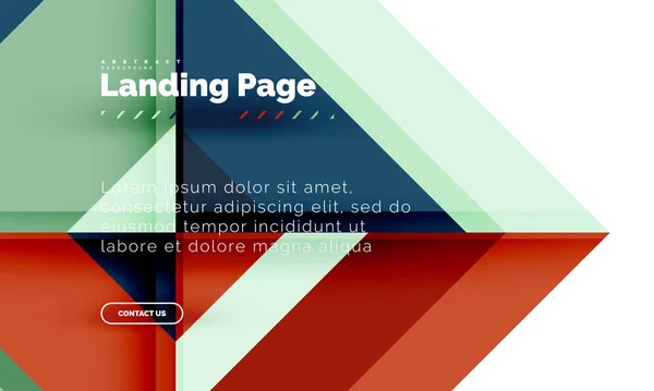 Quadratische Form geometrisch abstrakt Hintergrund, Landing Page Web-Design-Vorlage — Stockvektor