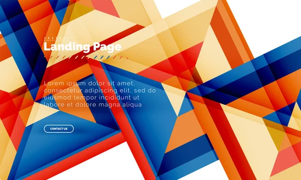 Forma quadrada fundo abstrato geométrico, modelo de web design de landing page —  Vetores de Stock