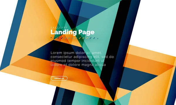 Quadratische Form geometrisch abstrakt Hintergrund, Landing Page Web-Design-Vorlage — Stockvektor