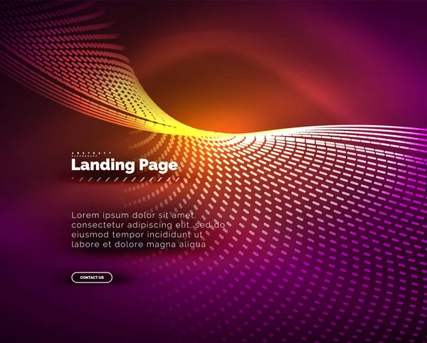 Fondo luminoso de neón para landing page — Vector de stock