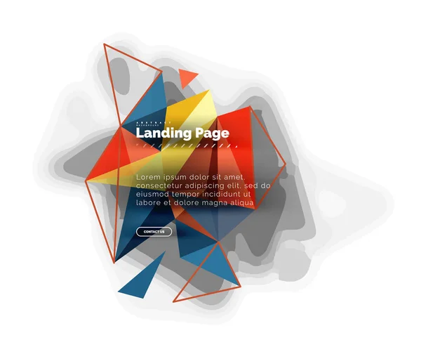 Design triangular fundo abstrato, landing page. Baixo estilo poli triângulos coloridos em branco — Vetor de Stock