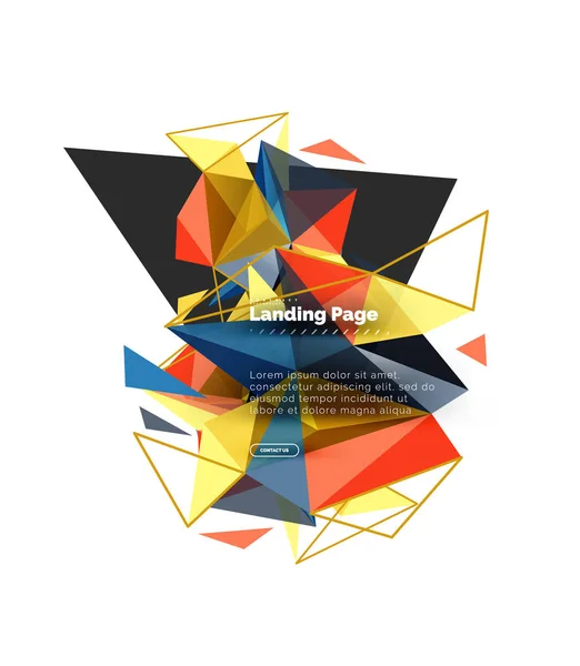 Трикутний дизайн абстрактний фон, цільова сторінка. Низький полістиль барвисті трикутники на білому — стоковий вектор