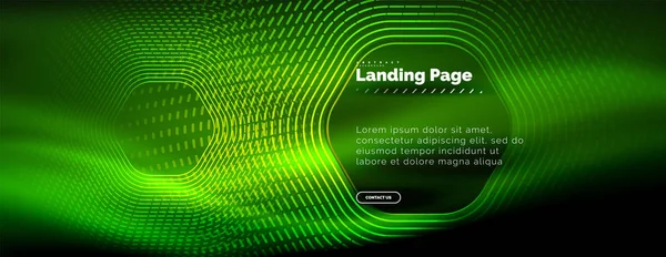 Linhas de forma de hexágono techno brilhante néon, oi-tech futurista fundo abstrato, modelo de landing page — Vetor de Stock