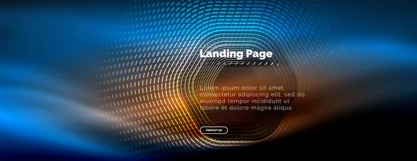 Neón brillantes líneas de forma de hexágono techno, fondo abstracto futurista de alta tecnología, plantilla de landing page — Vector de stock