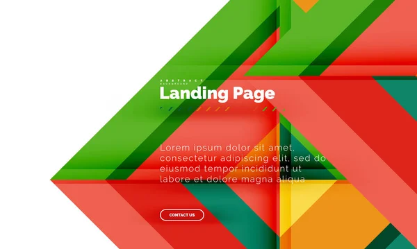 Quadratische Form geometrisch abstrakt Hintergrund, Landing Page Web-Design-Vorlage — Stockvektor