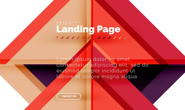 Forma quadrada fundo abstrato geométrico, modelo de web design de landing page —  Vetores de Stock