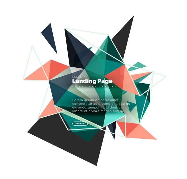 Diseño triangular fondo abstracto, landing page. Triángulos coloridos de bajo estilo poli en blanco — Archivo Imágenes Vectoriales