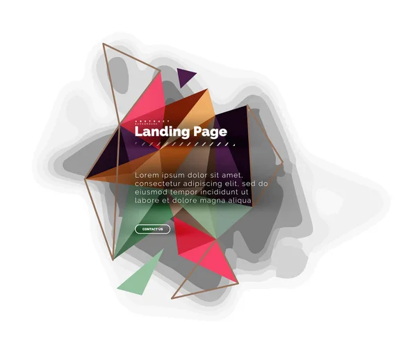 Triangular design abstract background, landing page. Low poly style colorful triangles on white — Stock Vector