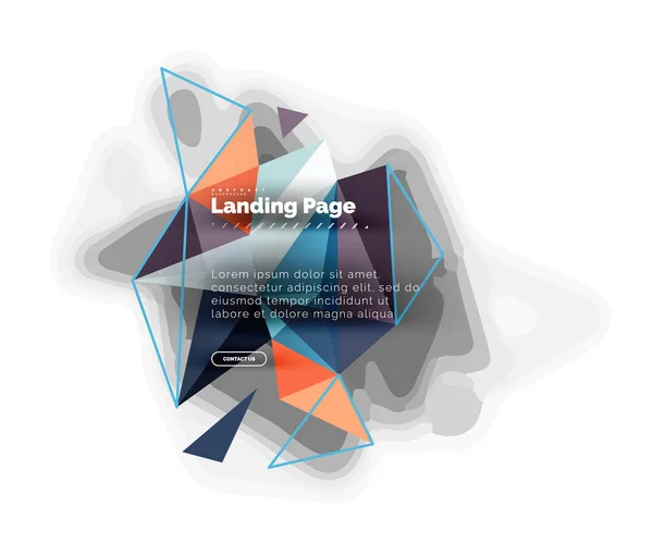 Design triangular fundo abstrato, landing page. Baixo estilo poli triângulos coloridos em branco — Vetor de Stock
