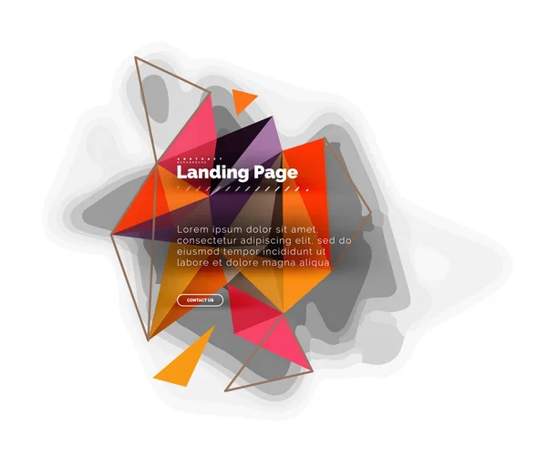 Diseño triangular fondo abstracto, landing page. Triángulos coloridos de bajo estilo poli en blanco — Vector de stock