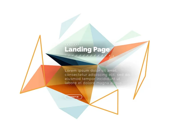 Conception Triangulaire Fond Abstrait Page Destination Triangles Colorés Style Poly — Image vectorielle