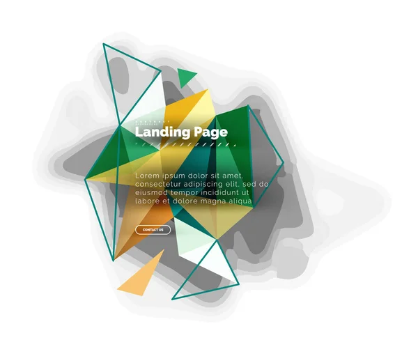 Design triangular fundo abstrato, landing page. Baixo estilo poli triângulos coloridos em branco — Vetor de Stock