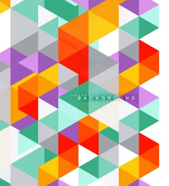 Çok renkli üçgenler arka plan, mozaik kavramı döşer.