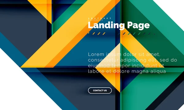 Forma quadrada fundo abstrato geométrico, modelo de web design de landing page — Vetor de Stock